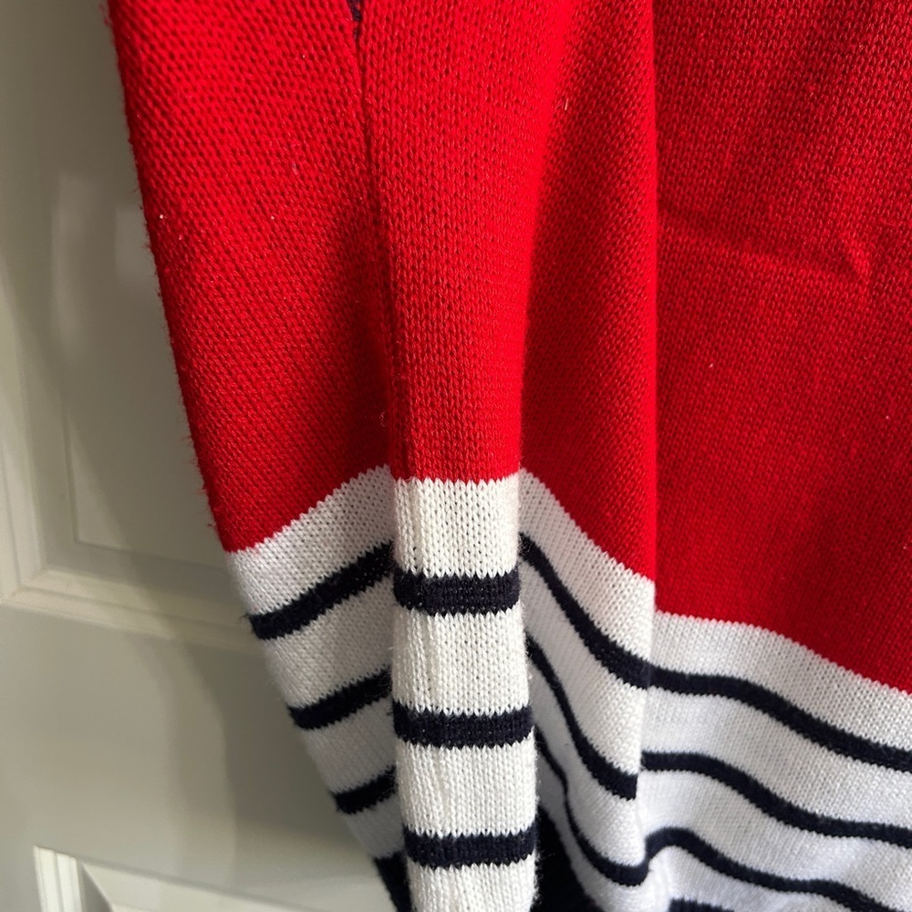 GUC Vintage 80s Sweater Bazaar size L Red and White Striped Sweater with Anchor - Picture 8 of 10